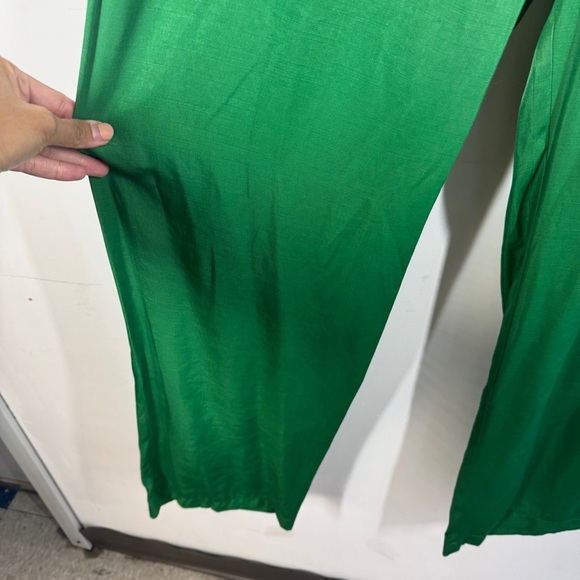 Mara’s Collection Green Satin Wide Leg Pants Size L Made in Greece NWT - Picture 5 of 16